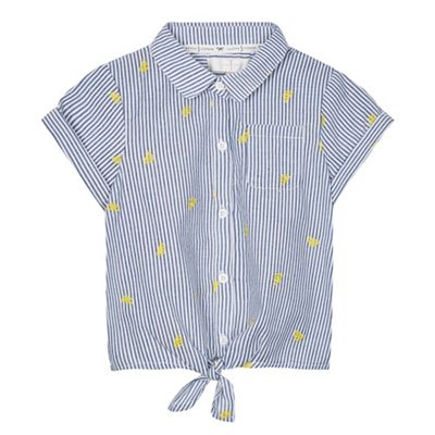 Girls' multi-coloured striped tie-front shirt